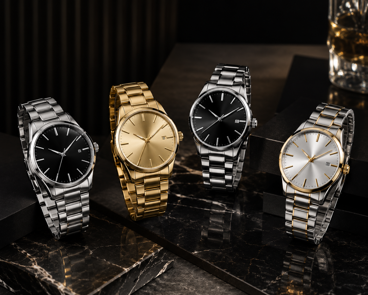 Luxury Stainless Steel Quartz Watch for Men – Premium Metal Chain Analog Wrist Watch