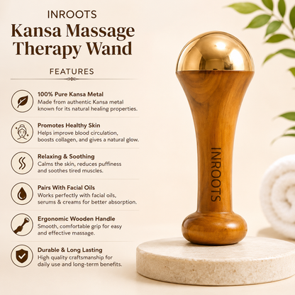 INROOTS Kansa Massage Therapy Wand – Premium Facial & Body Massager