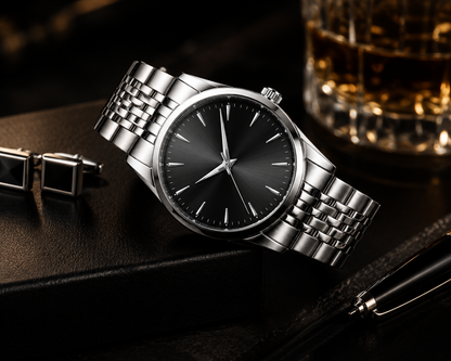 Luxury Stainless Steel Quartz Watch for Men – Premium Metal Chain Analog Wrist Watch