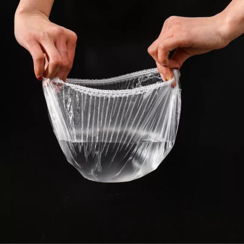 Set of 100 Plastic Stretchable Bowl Covers